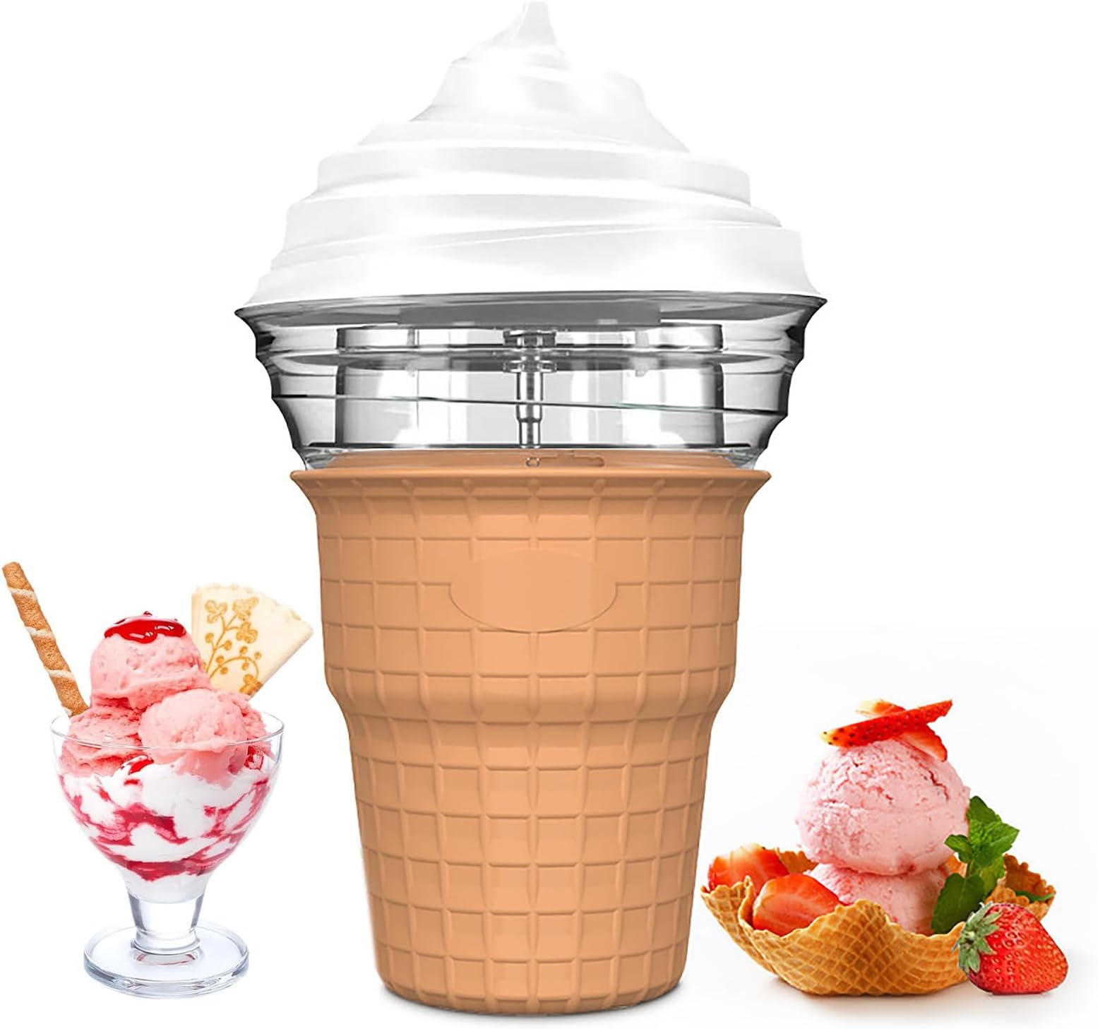 Ice Cream Maker Machine, 450ml Multi-Purpose Soft Serve Ice Cream Machine, Homemade Gelato, Sorbet, Frozen Yogurt, Easy to Clean and Store, Portable Ice Ceam Makers Perfect for DIY