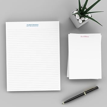 PrintPPS Personalized From the Desk of Notepads Printed With 2 Lines of Text - 2 Pack Gift Set of 5 x 7 @ 50 Sheets Per Pad - Optional Ruled Lines - Custom Stationery For To Do Checklists, and Gifts