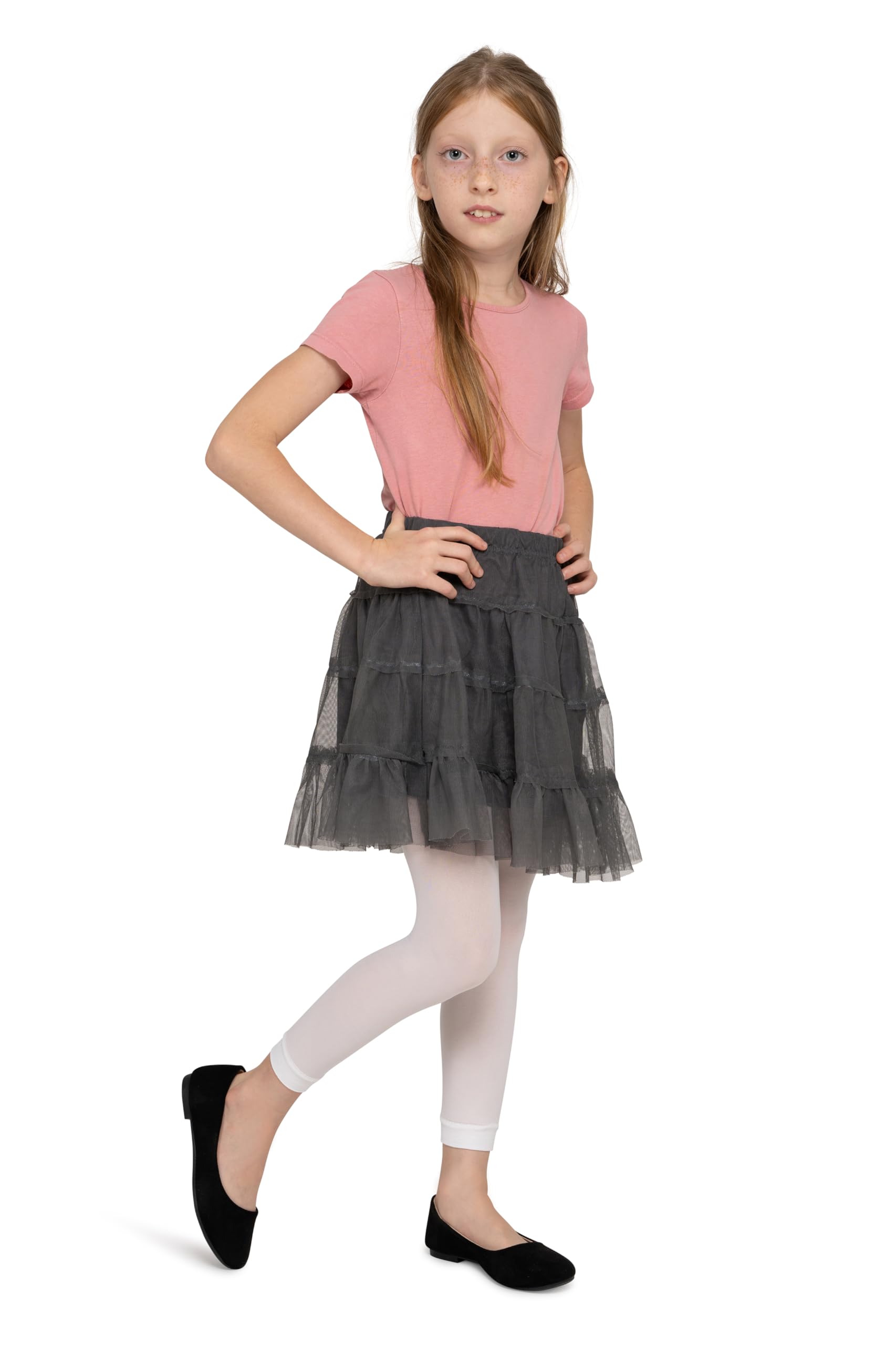 LORES Dziecięce legginsy o długości 7/8 dla dziewczynek, modne, bez stóp, stylowe spodnie dla dzieci, do uprawiania sportu, baletu, jogi, gimnastyki, spodni, spódnica, sukienka Alice