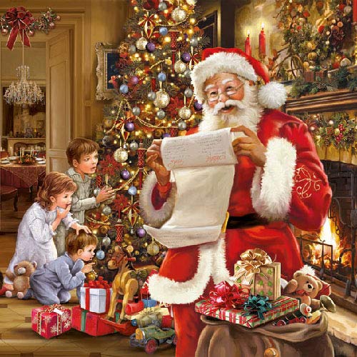 20 Servietten Weihnachten Weihnachtsmann Wunschzettel Geschenke Christmas 33 x 33 Cover