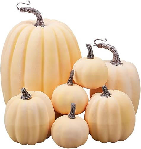 7 calabazas artificiales de Halloween de espuma, calabazas artificiales de cosecha de otoño, Acción de Gracias o decoración de Halloween (naranja disponible en Yaxa Peru