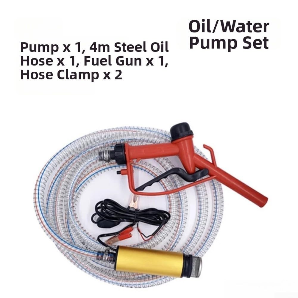 Pompa elettrica sommergibile per olio e acqua, per diesel, multi tensione, 12 V, 24 V, 220 V, pompa in acciaio inox da 51 mm e tubo in acciaio da 4 metri per un trasferimento affidabile del