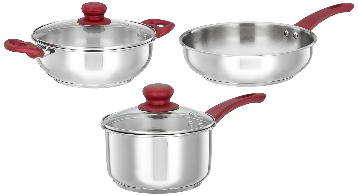 Buy Amazon Brand Solimo Stainless Steel Heavy Bottom 3 Piece Cookware
