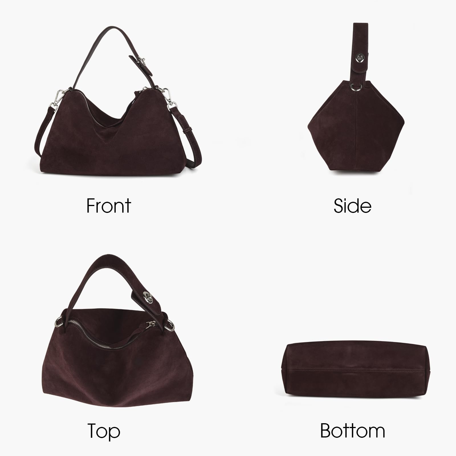 DONNAIN Wysokiej jakości zamszowe torby crossbody dla kobiet, luźna zamszowa torba na ramię z regulowanym paskiem i torebką typu tote