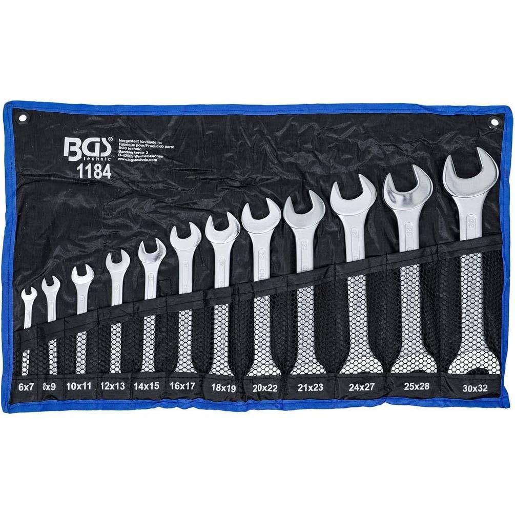 Jeu de Clés Plates 6 x 7-30 x 32 mm - 12 pcs - Acier Résistant et Pratique pour Bricolage, Pro - D-Work