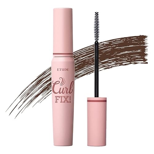 ETUDE Curl Fix Mascara, Korean Mascara, Lash Mascara, Strong Curl Up, Long-Lasting, Waterproof, Lightweight, Korean Makeup, Beauty, Vegan Certified, Brown (0.254 Fl Oz) - Brown