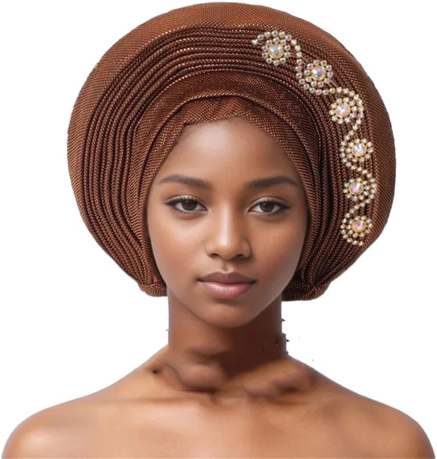 Dvbfufv African Nigerian Wedding Auto Turbans For Women Muslim Headwear Female Headwraps