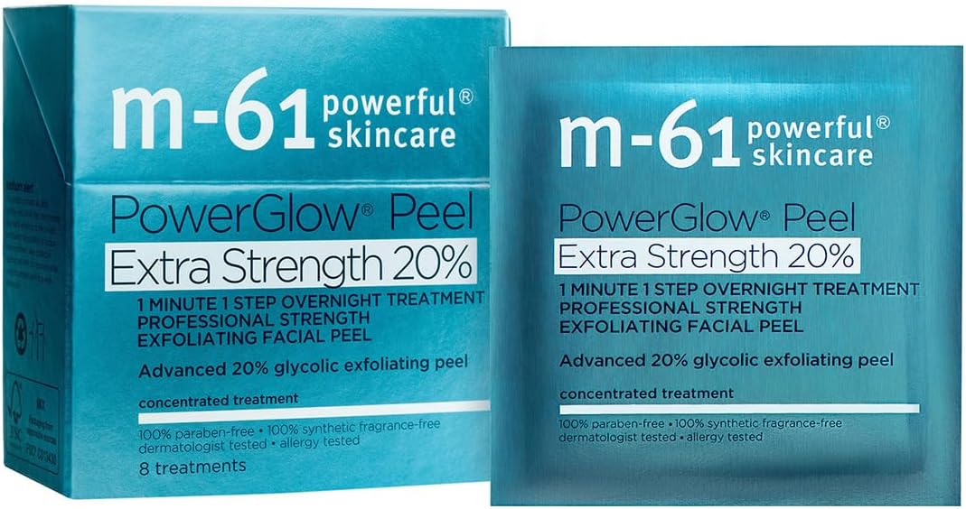 m-61 PowerGlow Peel Extra Strength 20% | Professional Strength Exfoliating Facial Peel With Advanced 20% Glycolic Acid - 8 Treatments