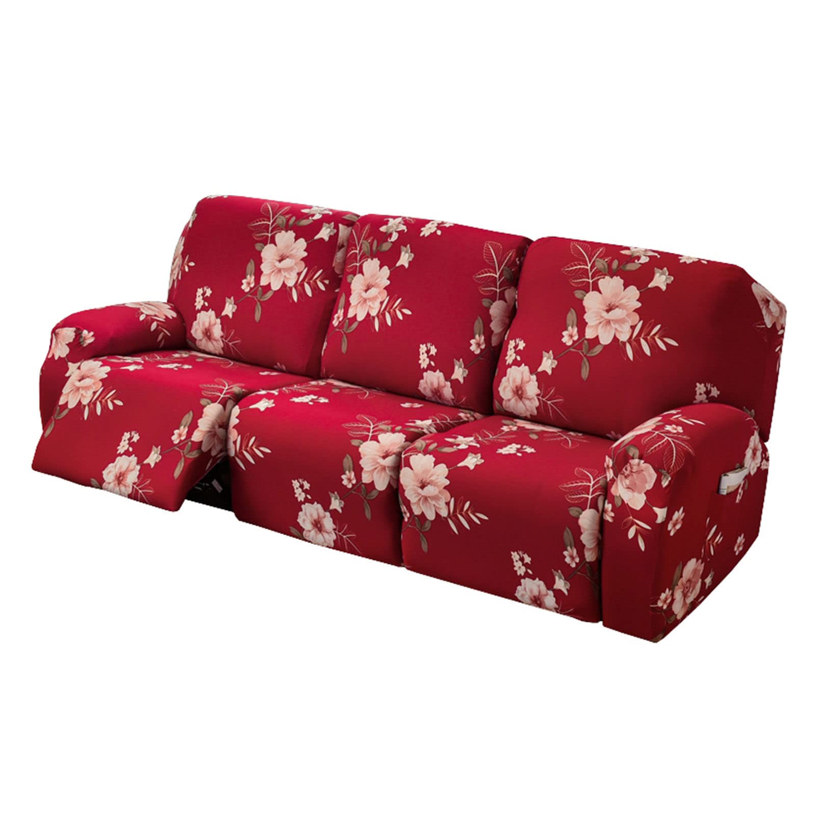 JHLD 1/2/3 Seater Stretch Recliner Cover, Printed Recliner Chair Cover With Side Pocket Machine Washable Recliner Slipcovers Recliner Protector For Living Room-O-3 seater