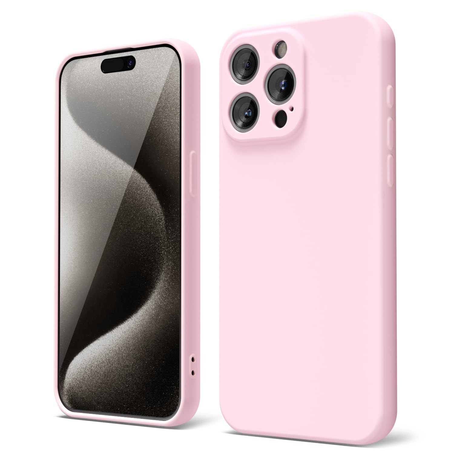 oakxco for iPhone 16 Pro Max Case Liquid Silicone, Soft Rubber Gel Elegant Aesthetic Basic Simple Cover, Cute Thin Slim TPU Matte Solid Color Plain Smooth Case for Women Girl, Light Pink — view 1072