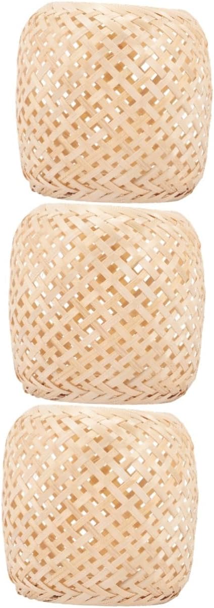 DOITOOL 3pcs Handmade Weave Lamp Shade for Pendant Lighting Natural Decorative Lantern for Bedroom Room and Holiday Home Decor