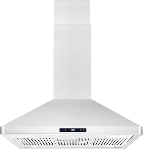 Miniatura 2 de COSMO COS-63ISS90 - Campana extractora de isla con ventilador de 3 velocidades 36 pulgadas acero inoxidable y tapa de ventilación de techo de acero