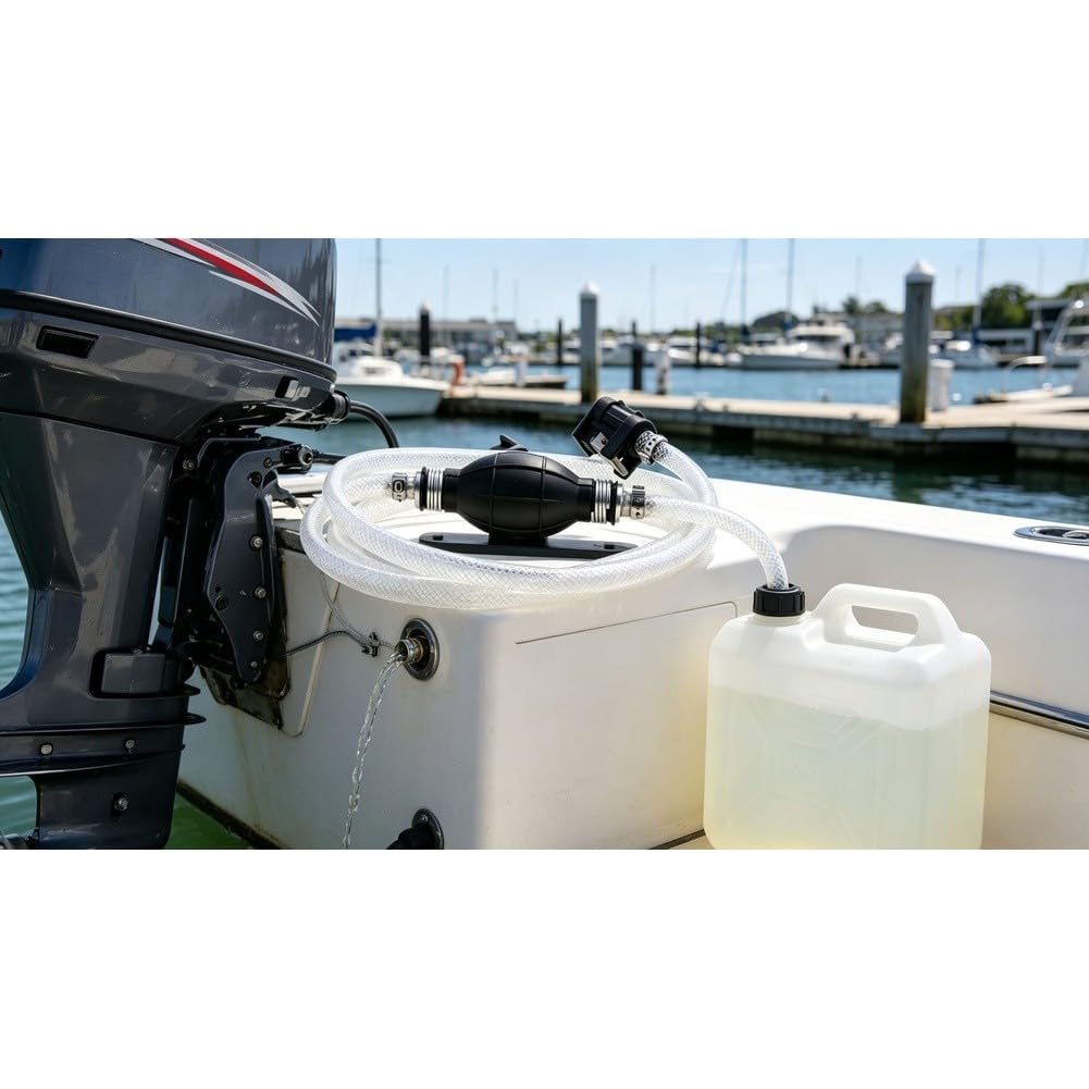 Pompa manuale di trasferimento del carburante con tubo da 2 m, pompa di aspirazione dell'olio per motori di barca, pompa manuale portatile per trasferimento del carburante, robusta e