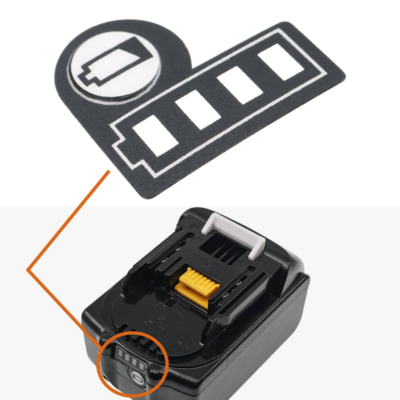 SG Store 10 szt. baterii LED naklejka etykieta 22 x 19 x 10 mm kompatybilna z Makita BL1830 BL1430