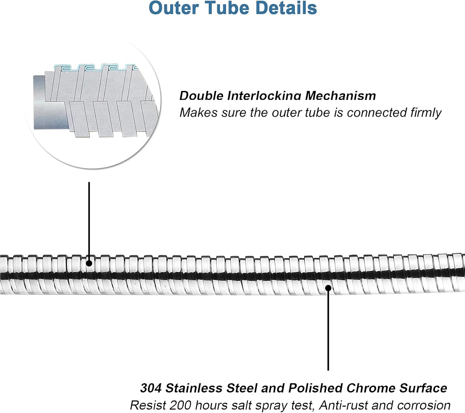 Singing Rain 71 inches Kink-Free Chromed Flexible Stainless Steel Shower Hose (Extra Long) - Replacement for Handheld Showerhead Hose : Everything Else