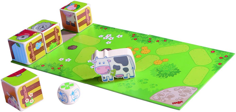 HABA 5589 - Meine erste Spielwelt Bauernhof - Würfelpuzzle Kuh Carola