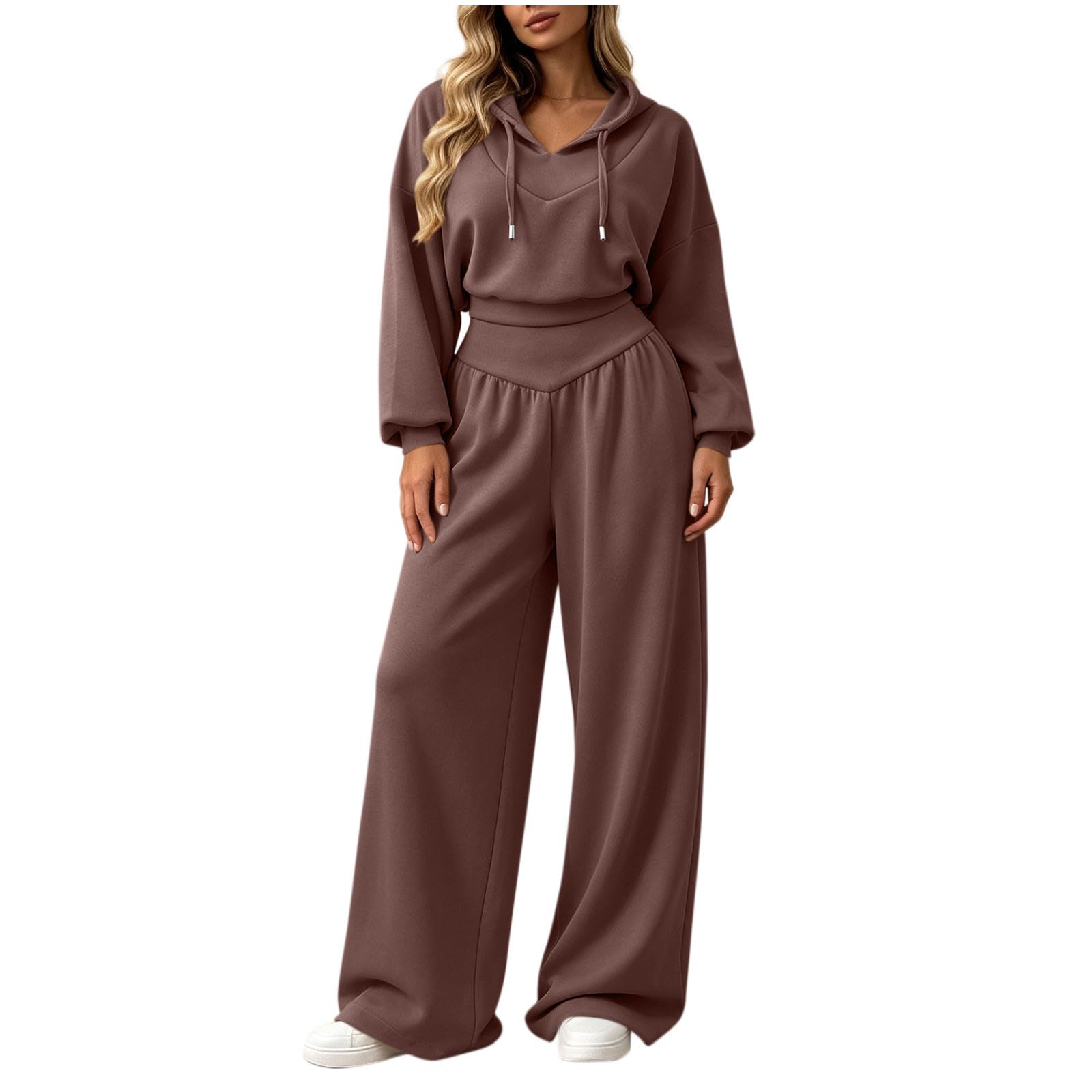 Tuta da donna Set completo Autunno Inverno Oversize Co Ord Set Felpa con Cappuccio Corta Elastico in Vita Pantaloni della Tuta Allenamento Palestra Felpa con cappuccio e Pantaloni da jogging Casual