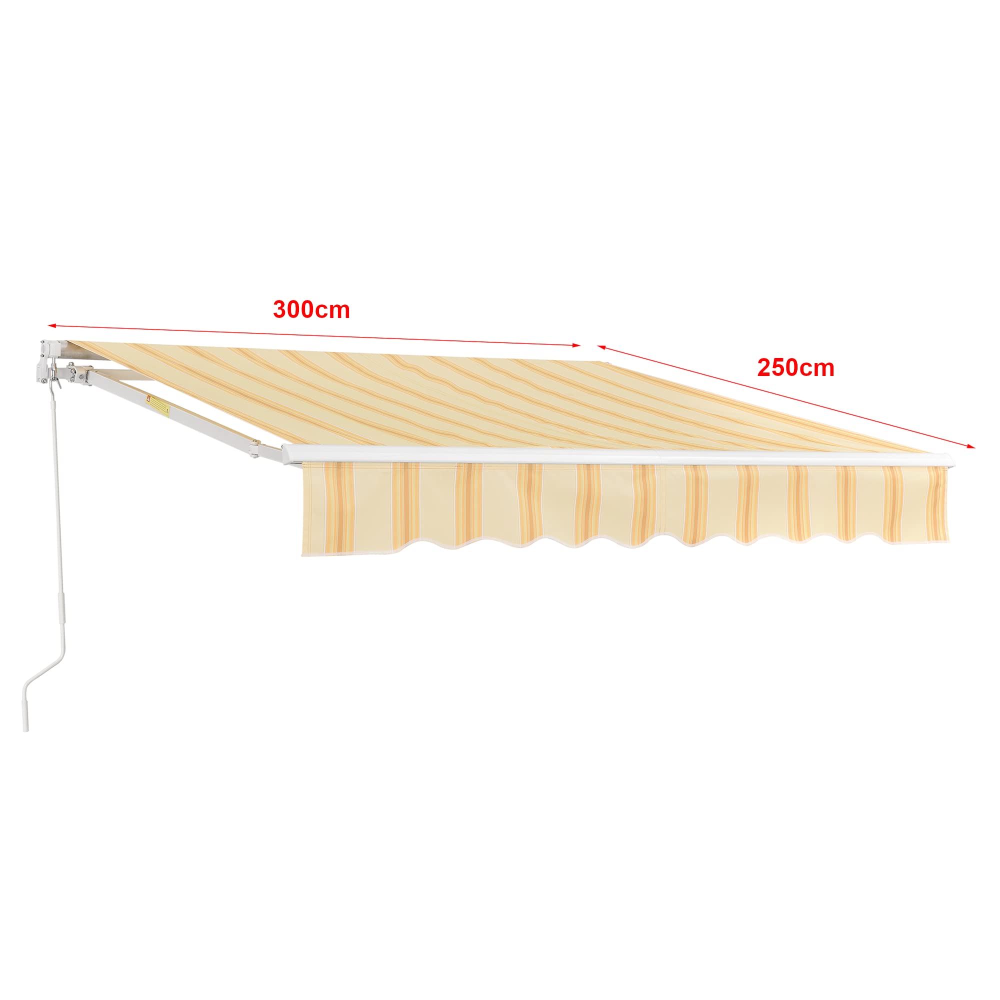 Tenda da Sole a Muro con Bracci Estensibili 300x250 cm Protezione UV Balconi Terrazze Giallo/Bianco