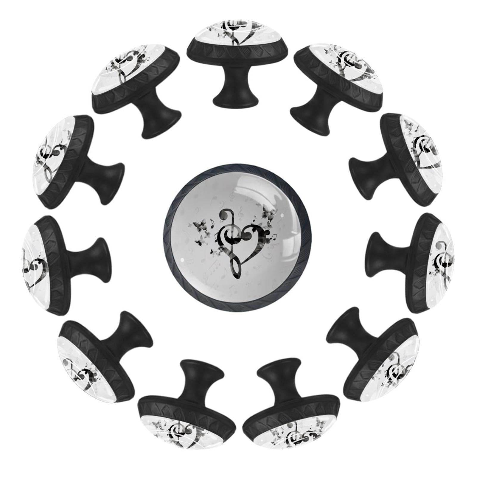 Boutons de tiroir ronds musique 35mm en lot de 12 pour commode enfant