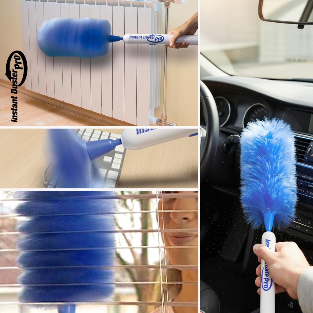 Instant Duster Pro Plumero eléctrico inalámbrico Original, Sistema Antiestático, Fibras electromagnéticas