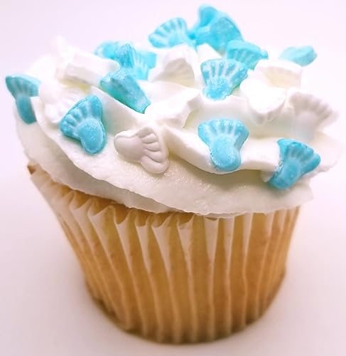 Miniatura 3 de NCS Blue & White Baby Feet - Gránulos comestibles de caramelo, 8 onzas, ideales para cupcakes, galletas, pasteles, pasteles y mesas de fiesta.