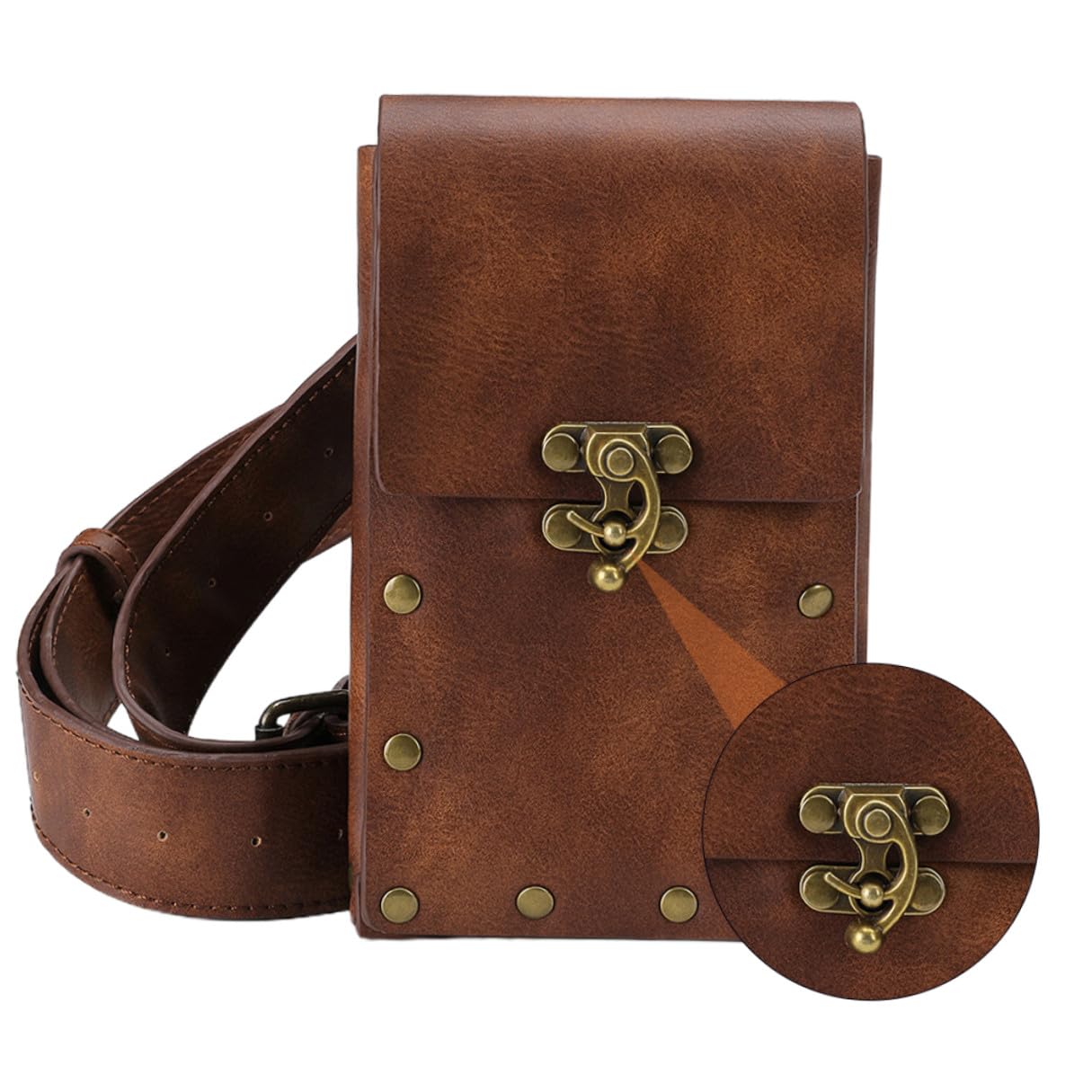 Yardwe Bolsa Pequeña Cintura Punk Retro De Cuero Auténtico, Ajustable y Resistente, Riñonera Deportiva Para Exteriores, Unisex, Adecuado Para Viajes y Actividades Al Aire Libre, Color Marrón Vintage
