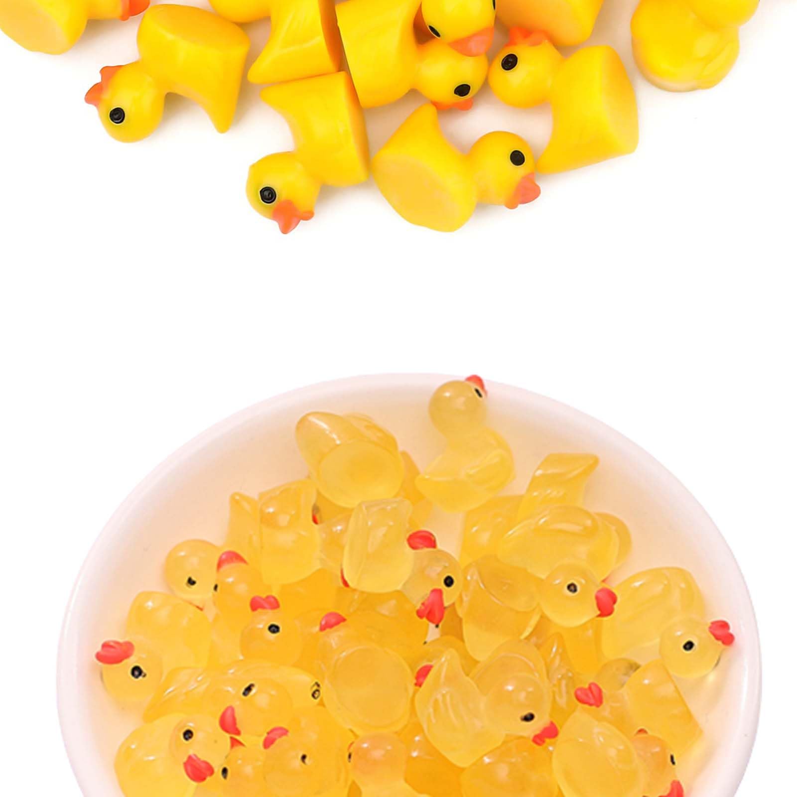 Exbrith Mini Resin Ducks, Pack of 100, Ducks Mini Animal Figures for Aquarium Miniature Garden, Dollhouse, Craft