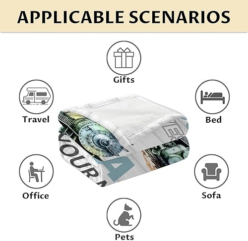 Miniatura 6 de Manta de tren personalizada con nombre, suave, mullida y cálida, manta de 50 x 60 pulgadas, manta de tamaño manta para cama, sofá, manta blanca