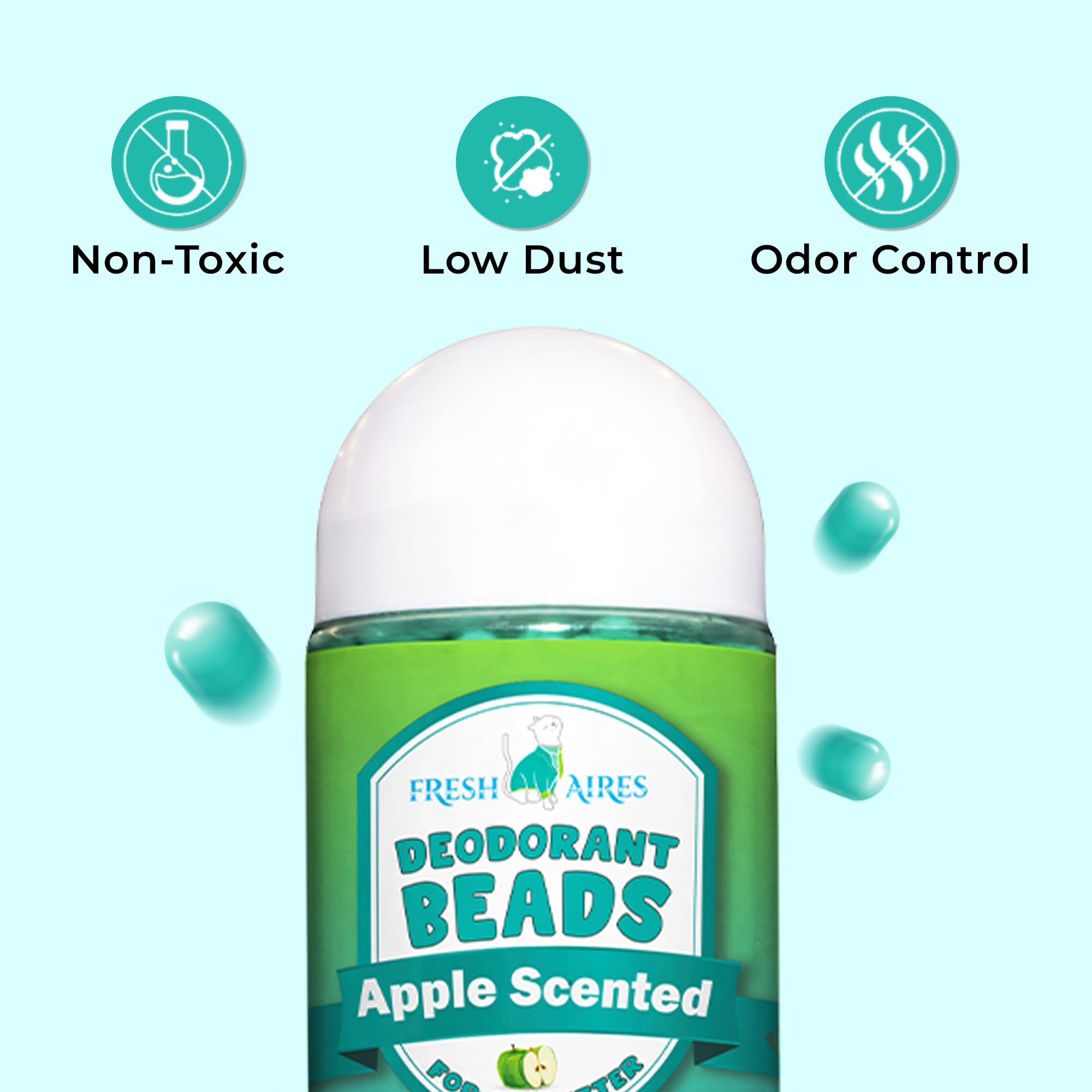 Cat Deodorant Beads | Green Apple Scent, Low-Dust & Non Toxic Litter Box, Superior Odor Control, Pet Safe Kitty Litter Deodorizer | Cat Litter Scent Deodorizer for Cleaner Air - image 2