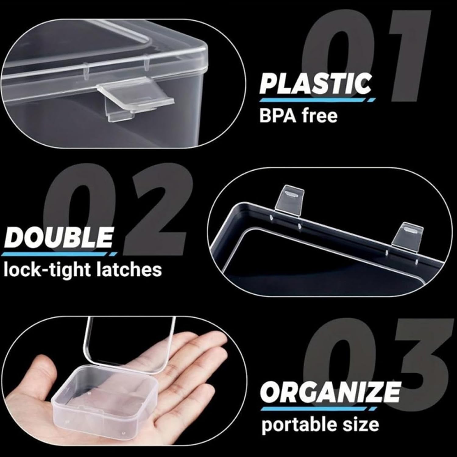 Stylish 30 Compartment Clear Organizers Box Sturdy Storage Case Portable for Jewelry Beads Desk Accessories