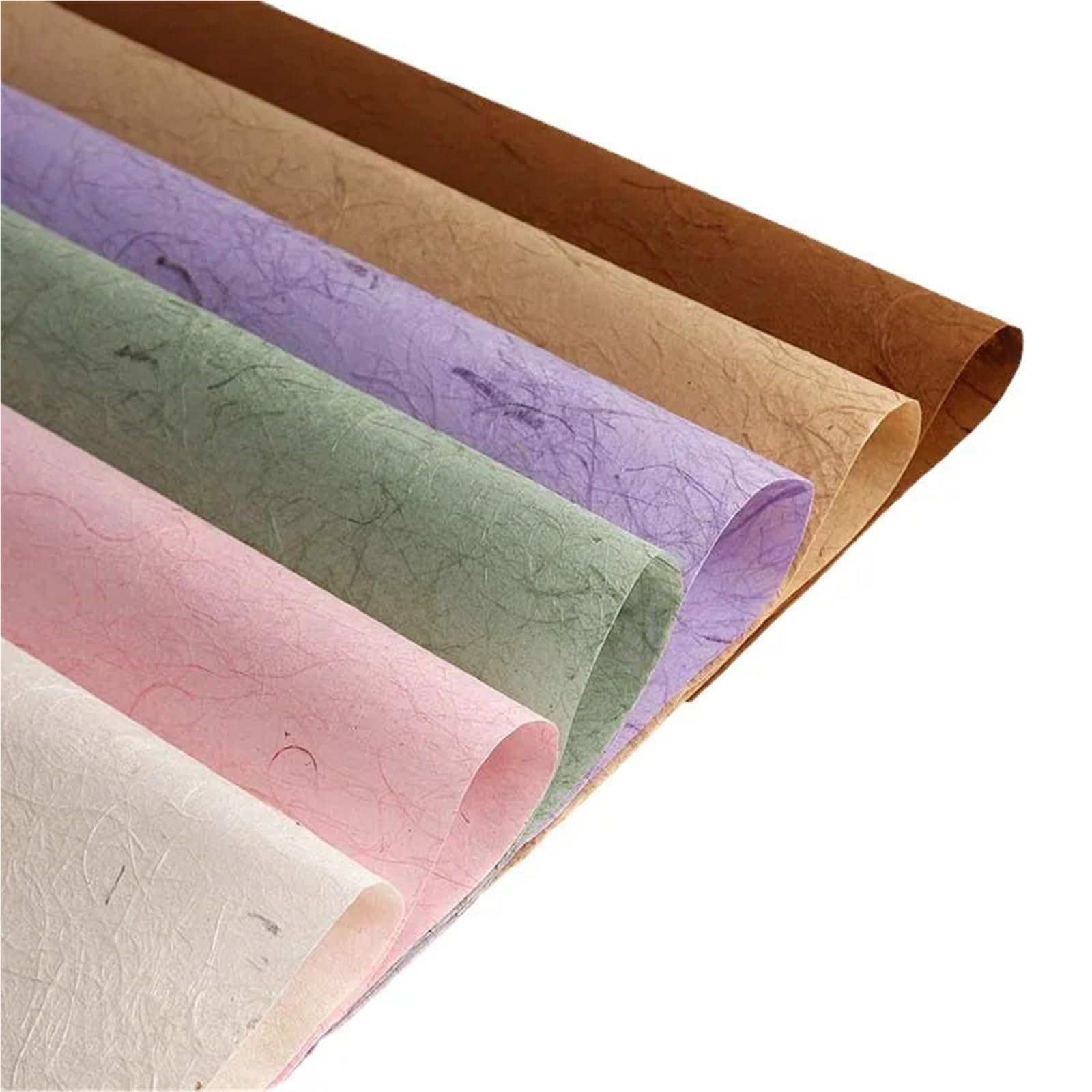 Geschenkpapier 5 Stück 50 x 70 cm Retro handgerissenes Hanfpapier Faserpapier Blumenstrauß Verpackung DIY aus leichtem Handpapier Blumenmaterialien(Light brown)
