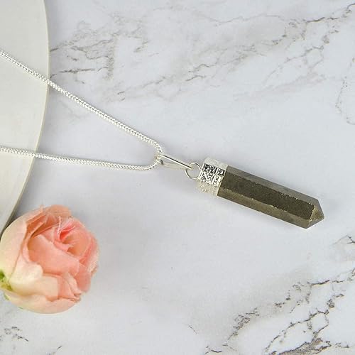 Miniatura 5 de Colgante de piedra preciosa curativa de Reiki natural con forma de lápiz, colgante de piedra de cristal con cadena de metal para curación de Reiki y