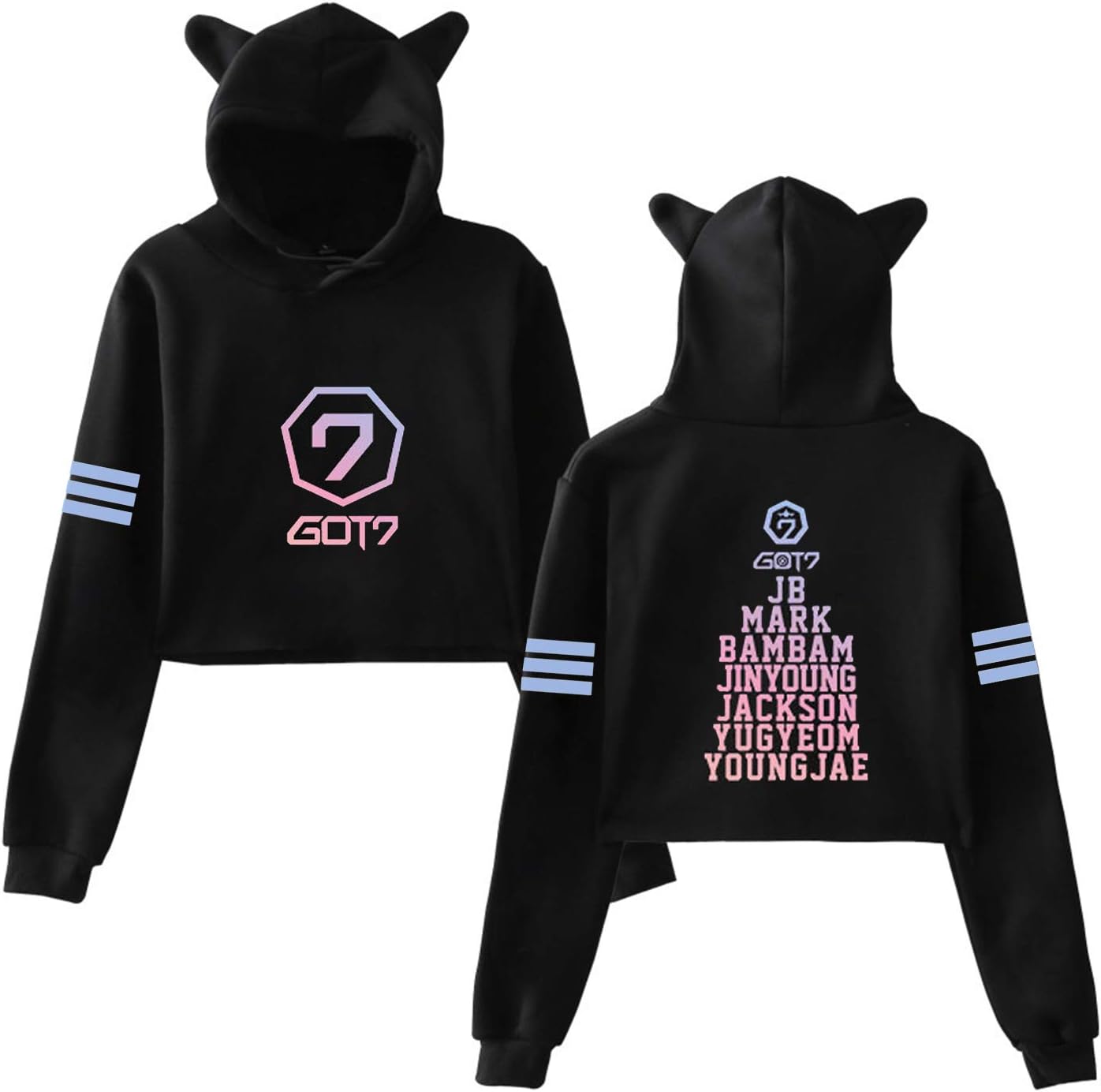 Women's Cat Ear Hoodie Sweatshirt Long Sleeve Short Pullover Jacket