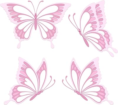PoYang 4 Pieces Metal Butterfly Wall Decor - Butterflies Metal Wall Art for Living Room Dining Room Bedroom Bathroom Kitchen | Pink | Lightweight | Cute and Modern | Easy to Install | Lightweight, Cute and Modern, Easy to Install, For Living Room Dining Room Bedroom Bathroom Kitchen