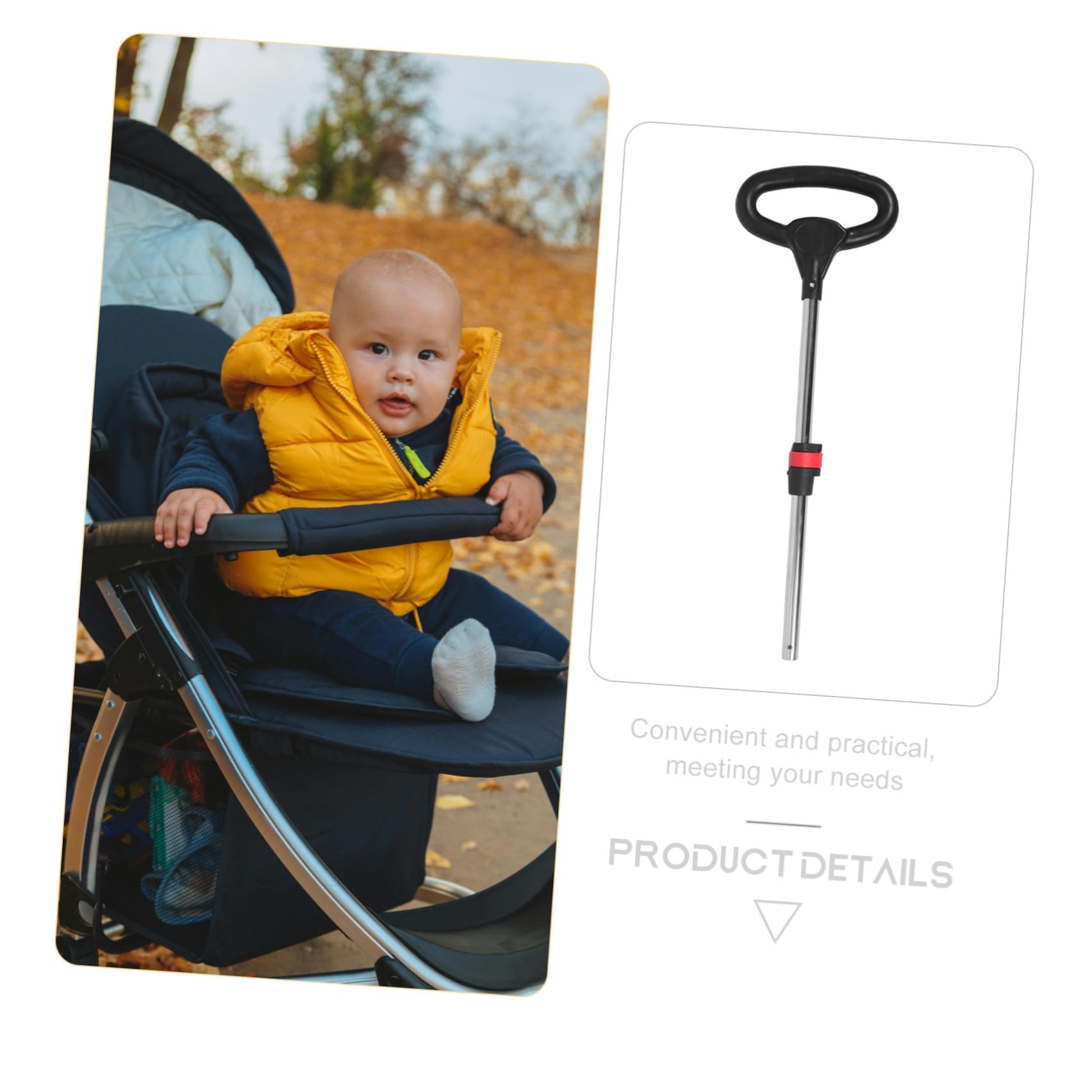 EXCEART Reemplazo de Asa Ergonómica para Carrito de Compras y Cochecito, Manillar Ligero de Acero Inoxidable y Plástico para Paseos Largos y Salidas Diarias