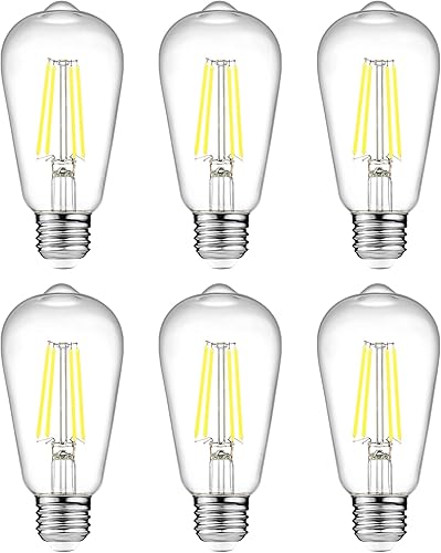 Ascher Bombillas LED con diseño vintage, rosca Edison, 6 vatios equivalentes a 60 vatios, no son regulables, luz del día 5000K, 700 lúmenes,