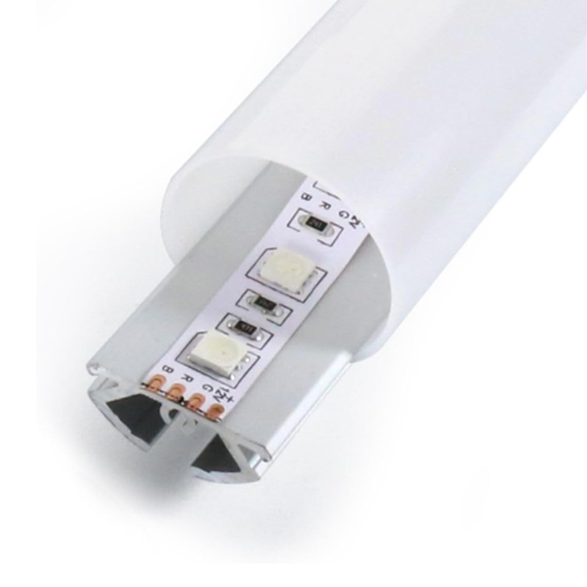 Jandei Confezione da 4 profili in alluminio da 1 metro per installare strisce LED sospese o in superficie, tubo per luci, copertura traslucida Ø 31,7 mm, tappi finali e viti