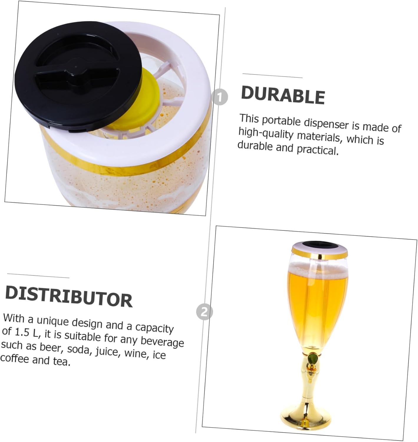 Glowing Wine 1.5l Beer Tower Dispenser with Led Lights for Social Gatherings