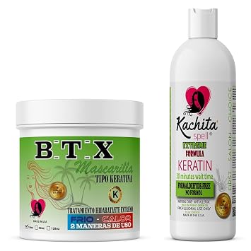 Kachita Spell Kit No Formol Brazilian Keratin Treatment Alisado de Keratina 16floz + Hair Treatment Capillary Rejuvenating System Formaldehyde Free 16floz