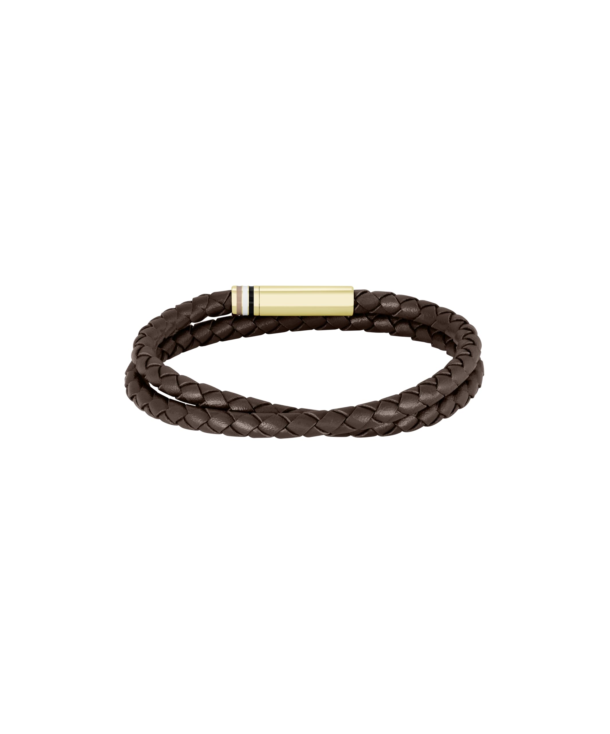 BOSS Jewelry 1580670M bransoletka męska z plecioną skórą, brązowa, podwójnie skręcona