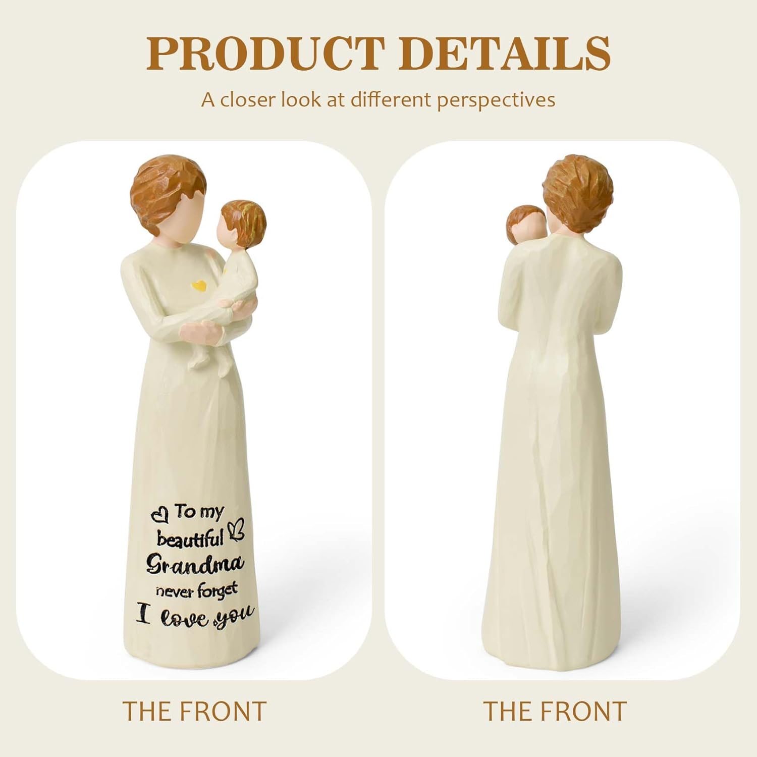 Grandma Gifts - 6.3” Hand-Painted Resin Figurine, Grandmother and Grandkids Statue, First Time Grandma Birthday Christmas - Image 3