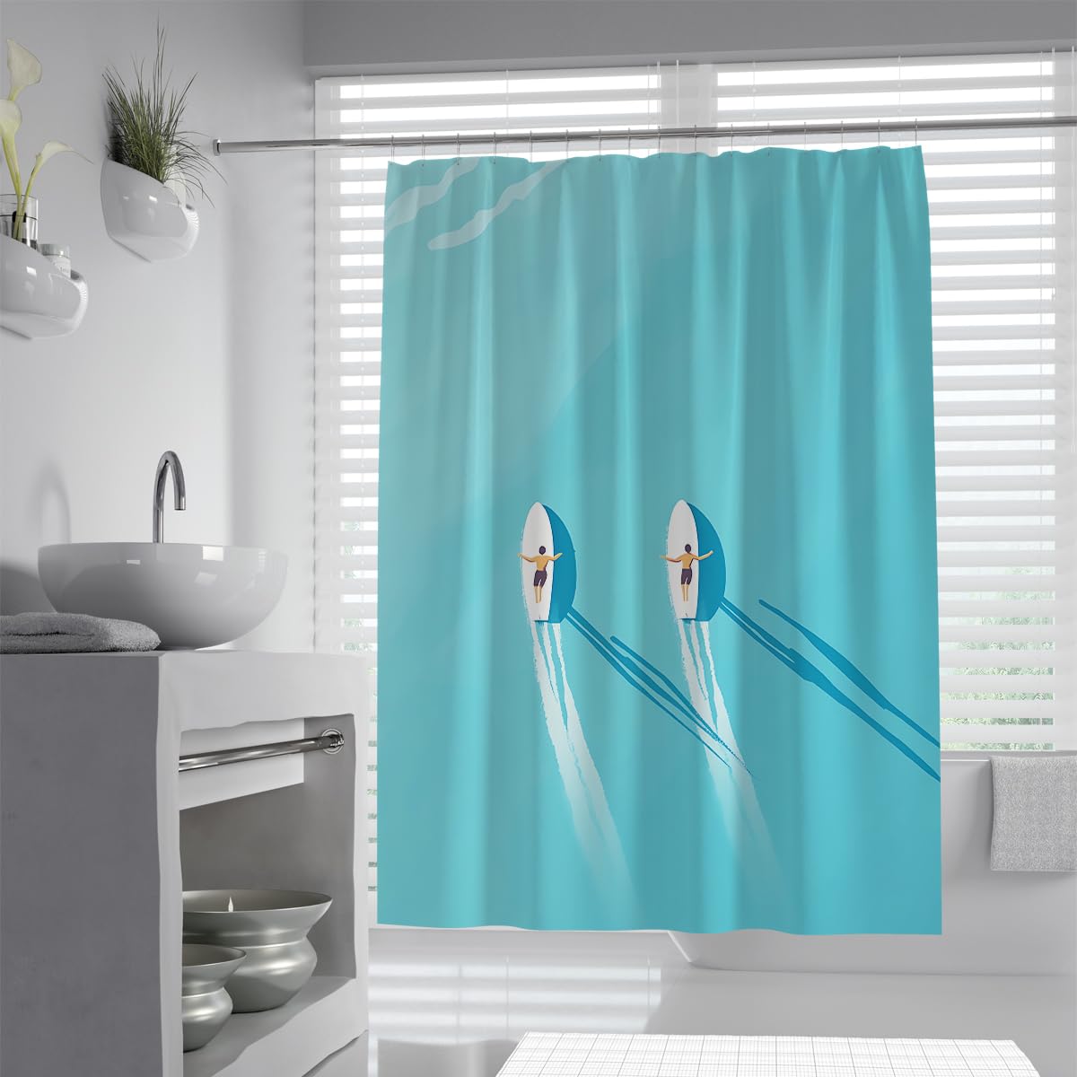 Moderner Schnellboot Meerwasser Kunst-Duschvorhang W180xL200 cm