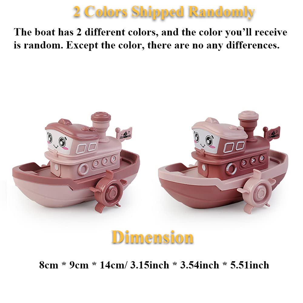 NEXTAKE Wind-up Ship Bath Toy - Clockwork Steamboat Bath Toy For Kids (Blue/Red)