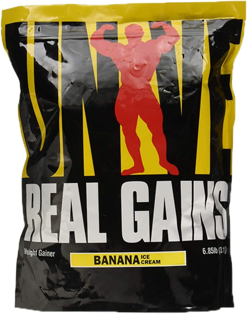 Real Gains Weight Gainer with Complex Carbs and Whey-Micellar Casein Protein Matrix, Banana Ice Cream, 6.85 Pound