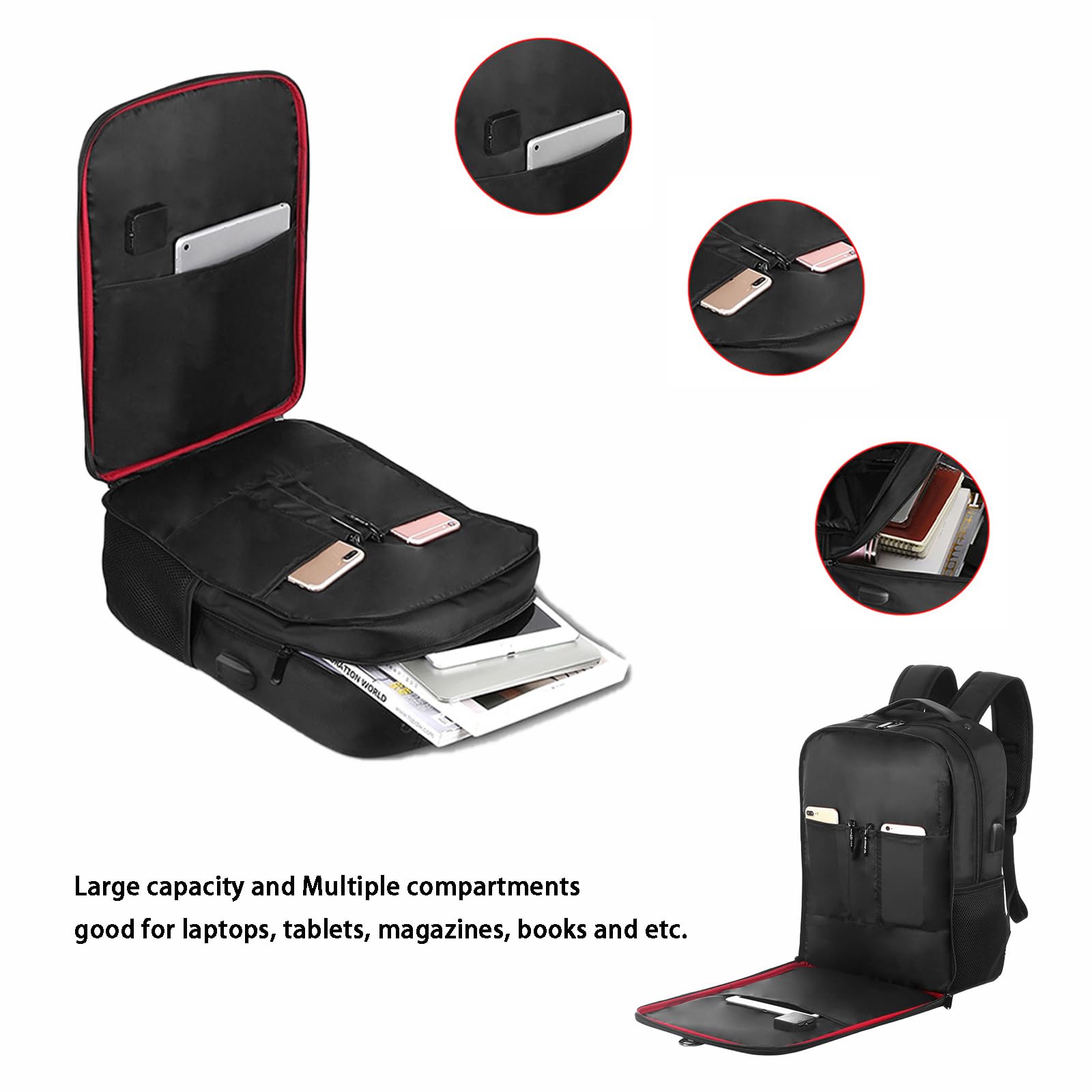 Zaino solare da 14 W, impermeabile, con ricarica USB intelligente, borsa ergonomica multifunzione per computer portatile, zaino da trekking all'aperto, perfetto per affari, corsa, ciclismo,