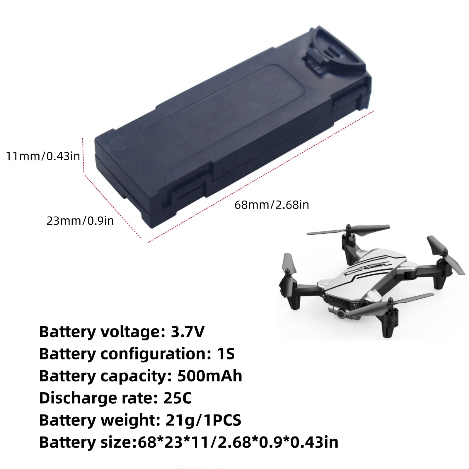 Fytoo 4PCS 3.7V 500mah Lipo Battery with 4-in-1 Charger for D20 Mini Drone Folding Quadcopter Spare Parts