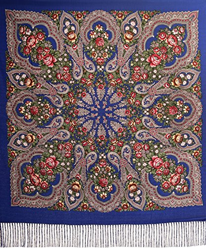 LissKiss Blue Plyaski Slavonic Russian Folk Style Shawl - Scarf2