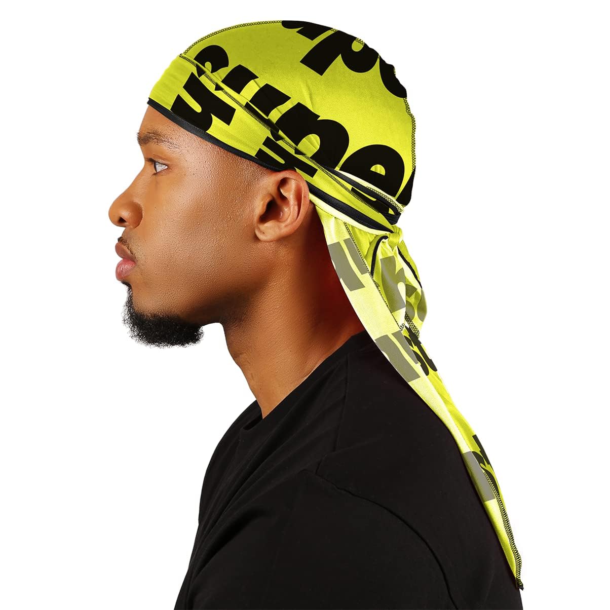WAVEBUILDER Premium Superstitch Stretch Durag for Smooth and Uniform Hair Waves, Yellow and Black