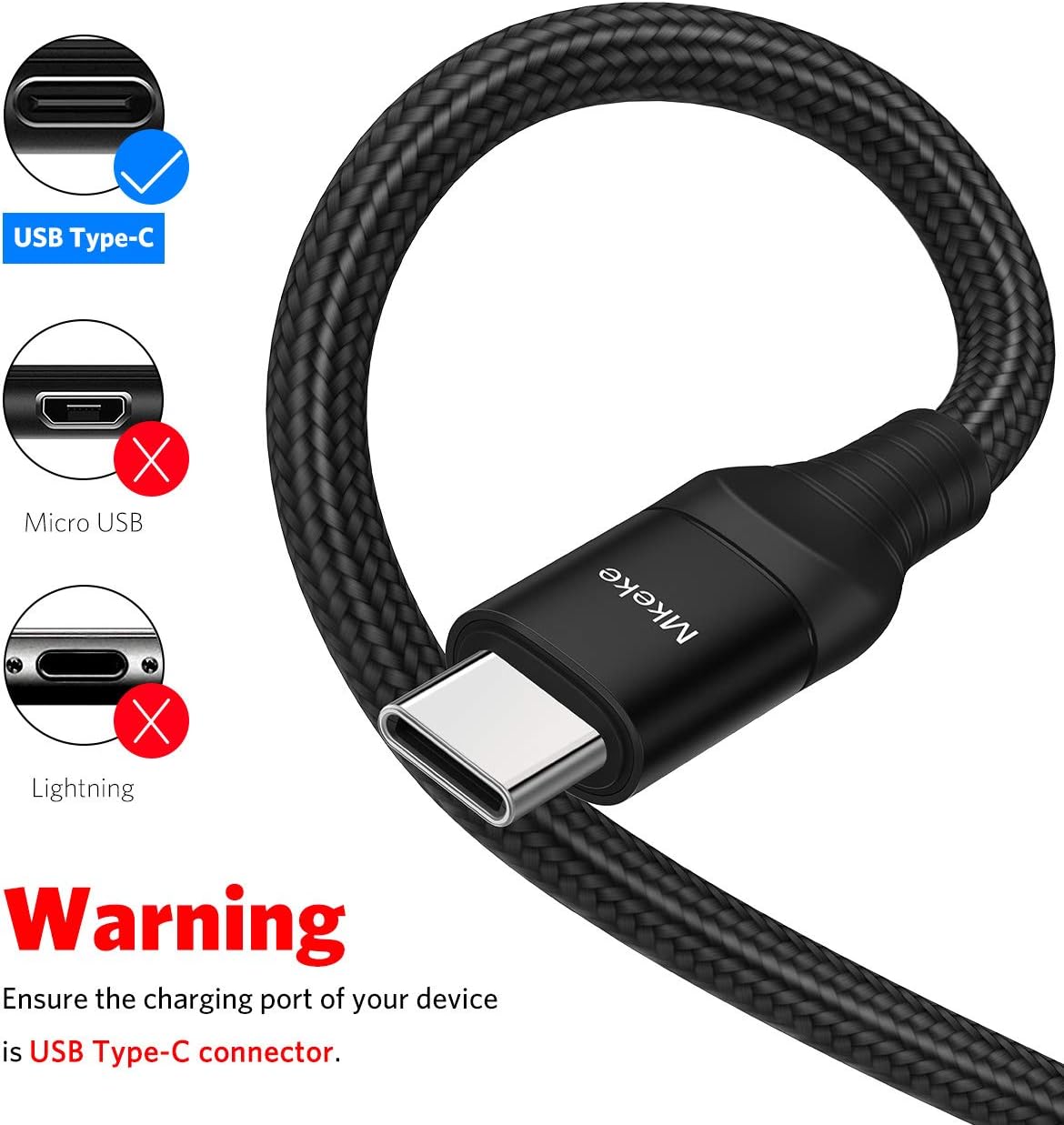 USB C Cable,Mkeke Fast Charging USB Type C Cable,USB-A to USB-C Cable 3Pack(1/1.5/1.8M) Nylon Braided…
