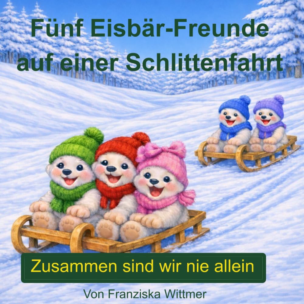 Fünf Eisbär-Freunde auf einer Schlittenfahrt: Fünf Eisbär-Freunde auf einer Schlittenfahrt Zusammen sind wir nie allein